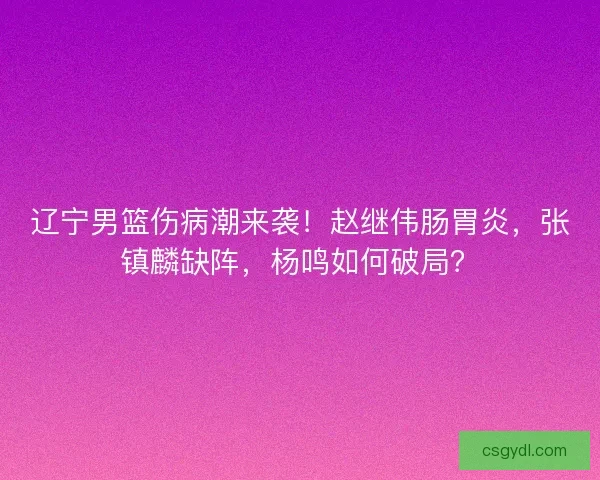 辽宁男篮伤病潮来袭！赵继伟肠胃炎，张镇麟缺阵，杨鸣如何破局？