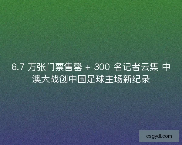6.7 万张门票售罄 + 300 名记者云集 中澳大战创中国足球主场新纪录