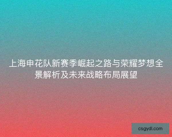 上海申花队新赛季崛起之路与荣耀梦想全景解析及未来战略布局展望