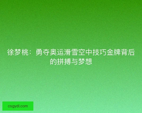 徐梦桃：勇夺奥运滑雪空中技巧金牌背后的拼搏与梦想