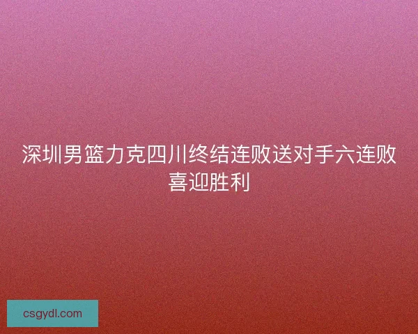深圳男篮力克四川终结连败送对手六连败喜迎胜利