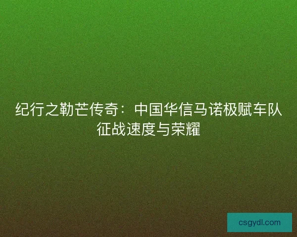 纪行之勒芒传奇：中国华信马诺极赋车队征战速度与荣耀