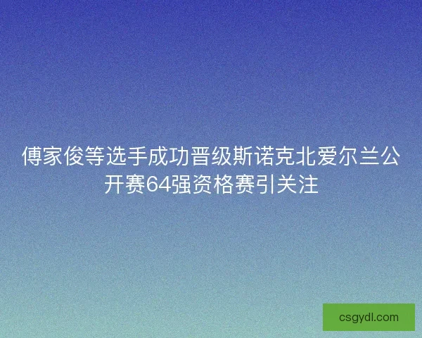 傅家俊等选手成功晋级斯诺克北爱尔兰公开赛64强资格赛引关注